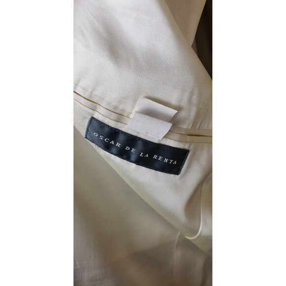 Oscar de la Renta Silk Wool Blend Tan Pinstriped Blazer Sport Jacket Mens 44L - Picture 8 of 8